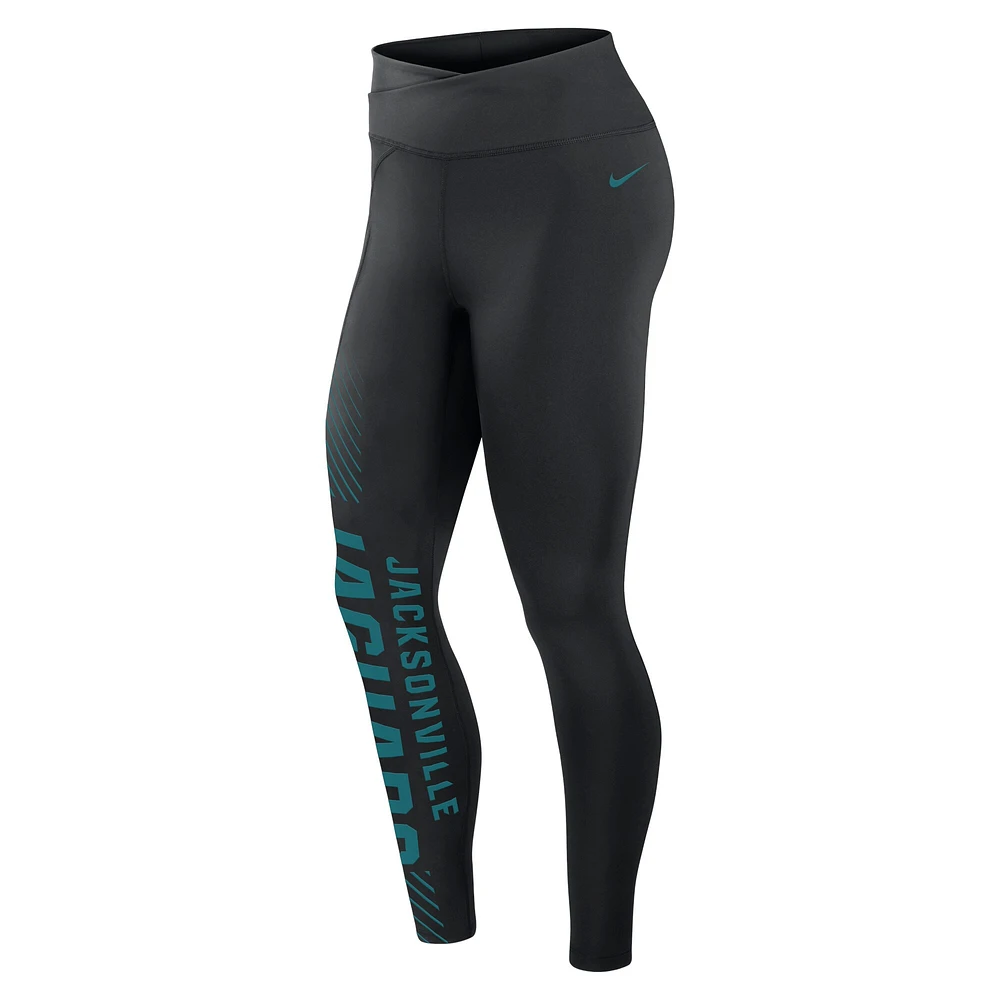 Legging croisé Nike Jacksonville Jaguars Yard Line pour femme, noir