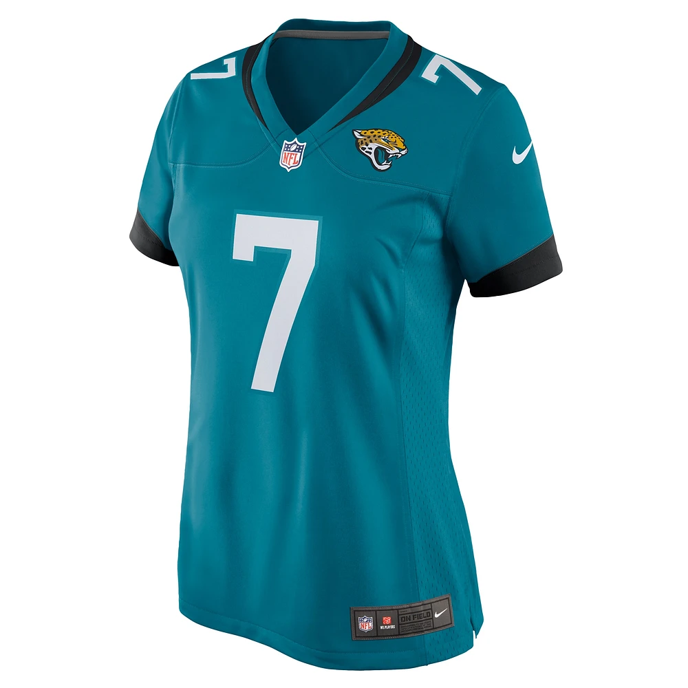 Maillot de match Nike Brian Thomas Jr. pour femme, bleu sarcelle, Jacksonville Jaguars