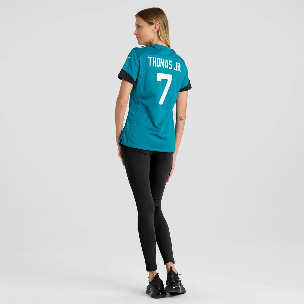 Maillot de match Nike Brian Thomas Jr. pour femme, bleu sarcelle, Jacksonville Jaguars