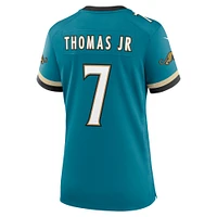 Maillot Nike Brian Thomas Jr. pour femme, bleu sarcelle, Jacksonville Jaguars Prowler Throwback Game