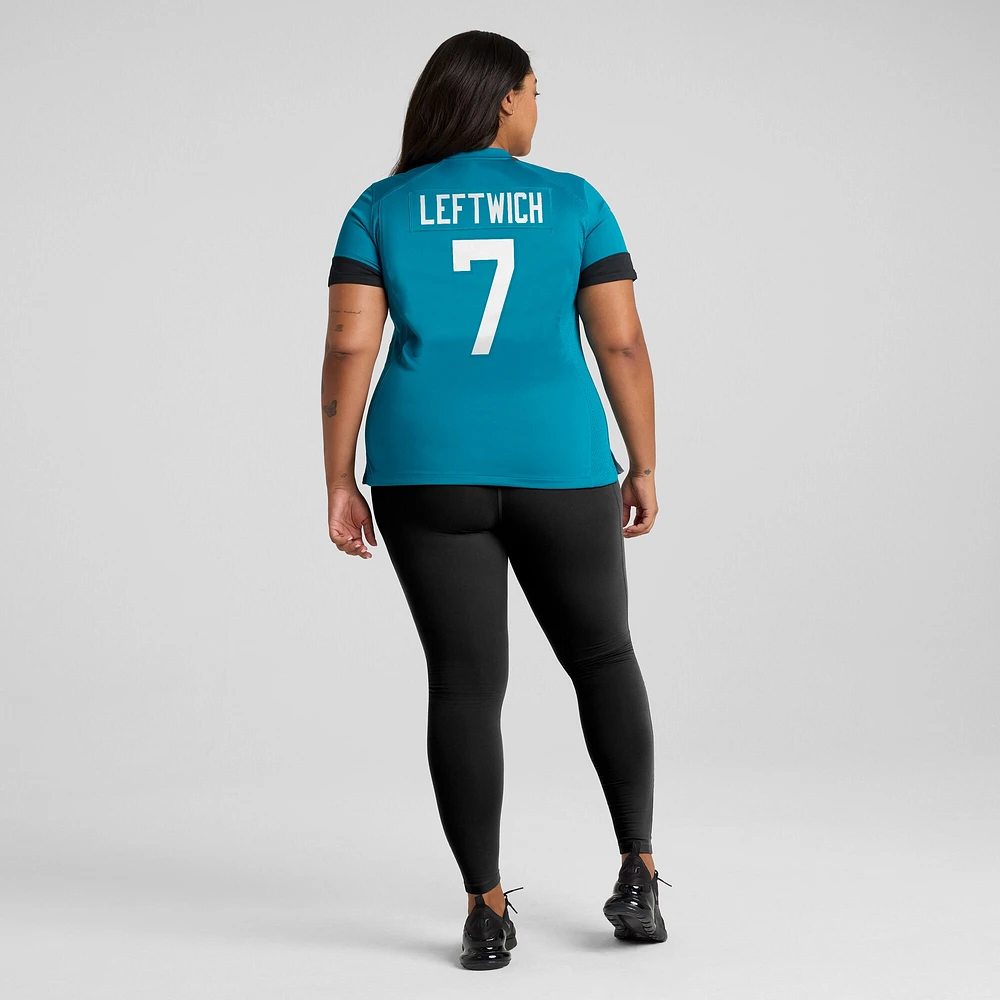 Maillot de match joueur retraité Nike Byron Leftwich Teal Jacksonville Jaguars pour femme