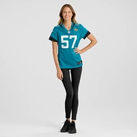 Maillot de joueur jeu Nike Caleb Johnson des Jacksonville Jaguars pour femme, bleu sarcelle