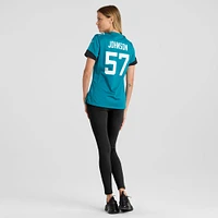 Maillot de joueur jeu Nike Caleb Johnson des Jacksonville Jaguars pour femme, bleu sarcelle