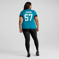 Maillot de joueur jeu Nike Caleb Johnson des Jacksonville Jaguars pour femme, bleu sarcelle