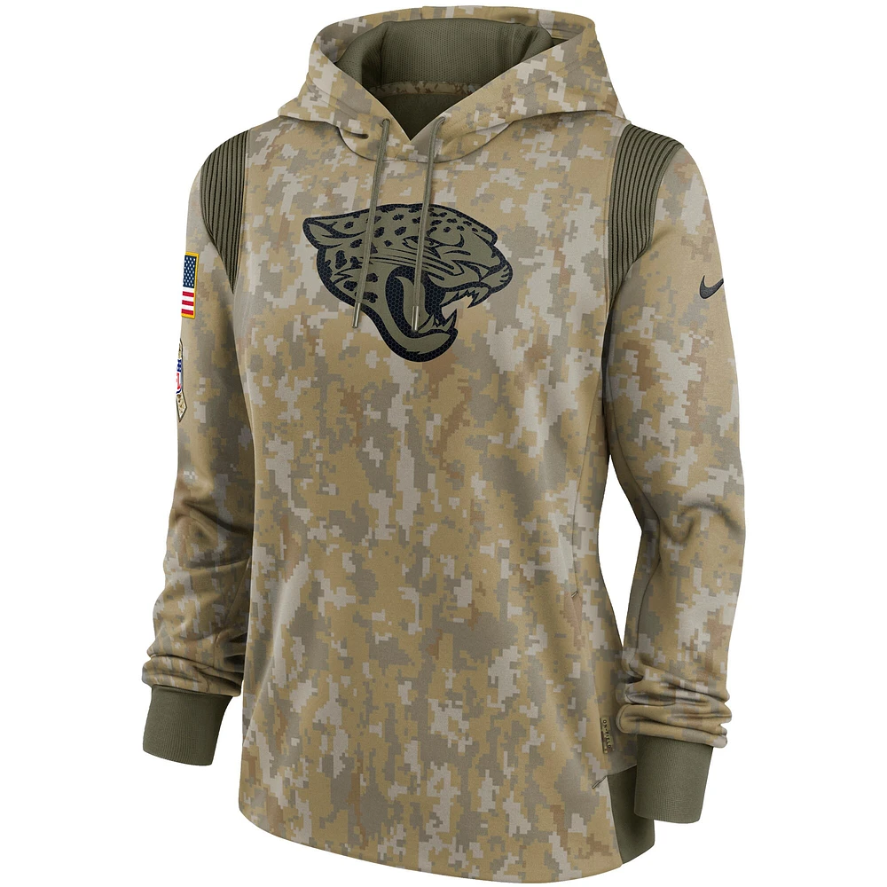 Women's Nike Camo Jacksonville Jaguars 2021 Salute To Service - Therma Performance Pullover Hoodie