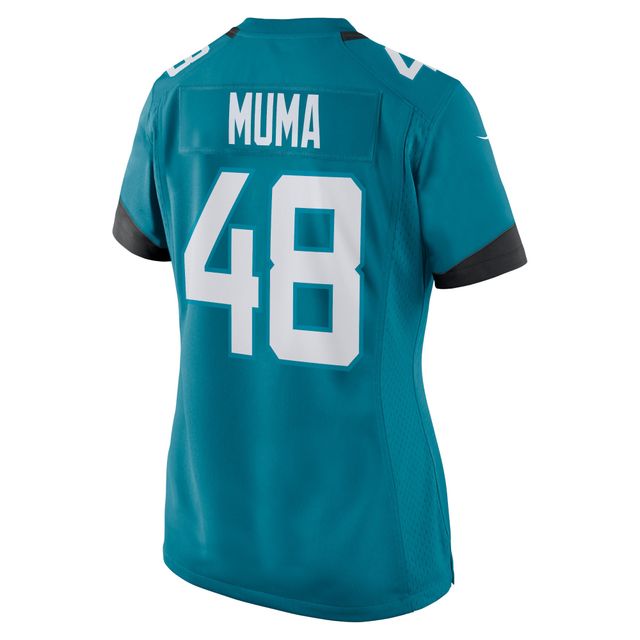 Maillot de match Nike Chad Muma des Jacksonville Jaguars pour femme, bleu sarcelle