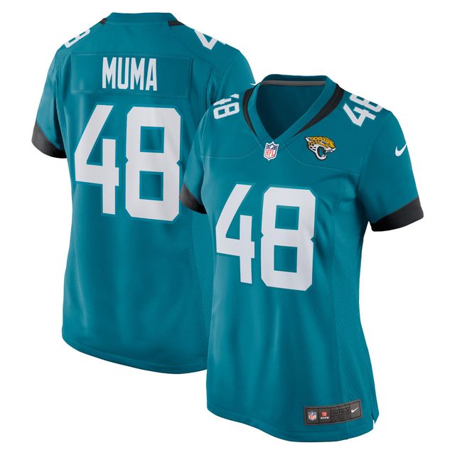 Maillot de match Nike Chad Muma des Jacksonville Jaguars pour femme, bleu sarcelle