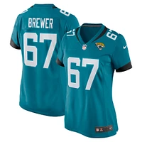 Maillot de match Nike Chandler Brewer des Jacksonville Jaguars pour femme, bleu sarcelle