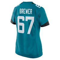 Maillot de match Nike Chandler Brewer des Jacksonville Jaguars pour femme, bleu sarcelle