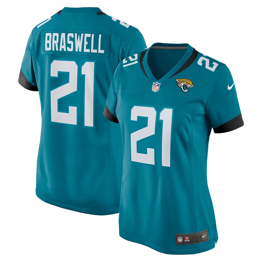 Maillot Nike Christian Braswell pour femme, bleu sarcelle, Jacksonville Jaguars Team Game