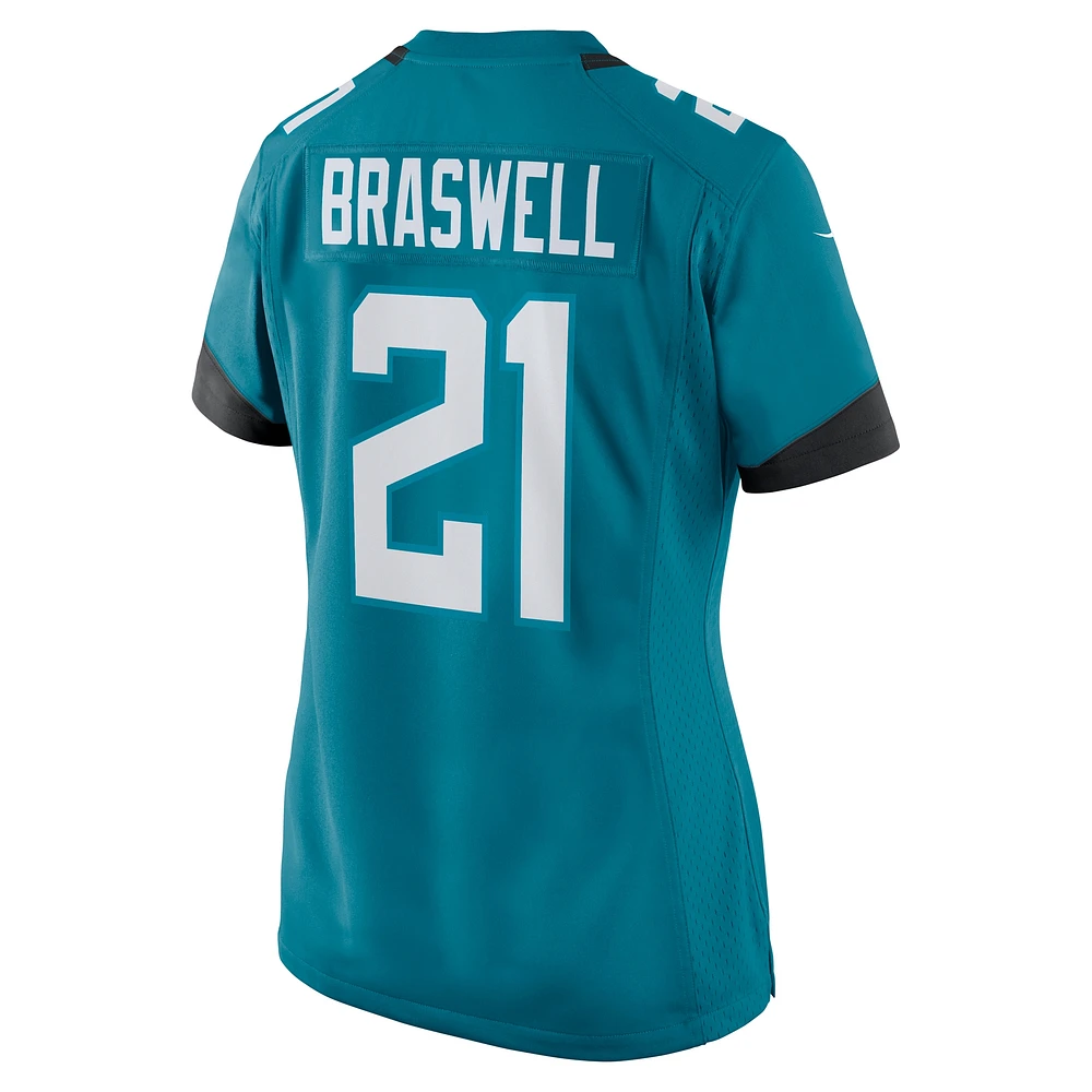 Maillot Nike Christian Braswell pour femme, bleu sarcelle, Jacksonville Jaguars Team Game