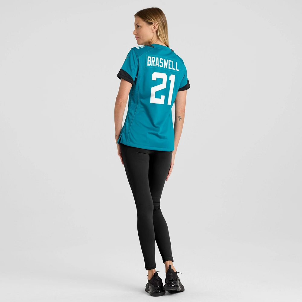 Maillot Nike Christian Braswell pour femme, bleu sarcelle, Jacksonville Jaguars Team Game