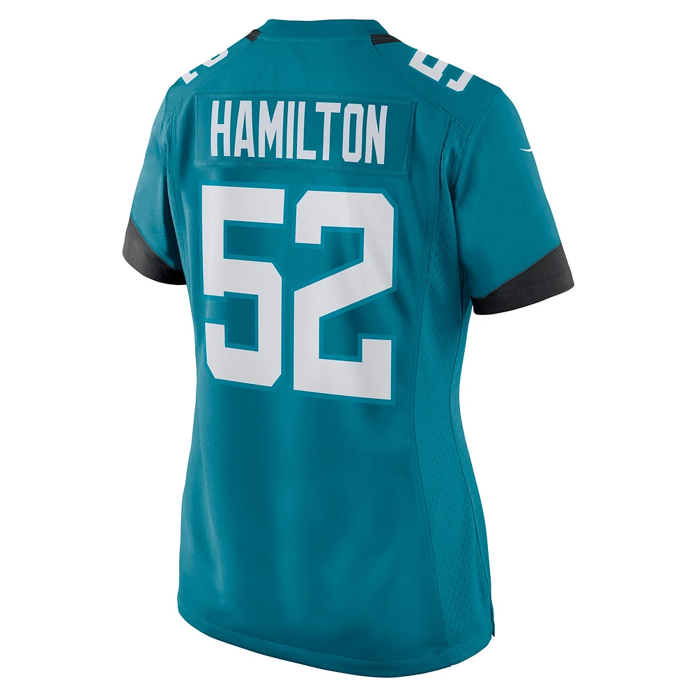Women's Nike DaVon Hamilton Teal Jacksonville Jaguars Game Jersey