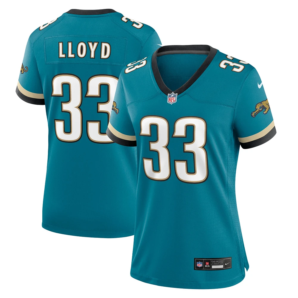 Maillot Nike pour femme Devin Lloyd Sarcelle Jacksonville Jaguars Prowler Throwback Game