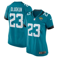 Maillot de joueur jeu Nike Foyesade Oluokun des Jacksonville Jaguars pour femme, bleu sarcelle