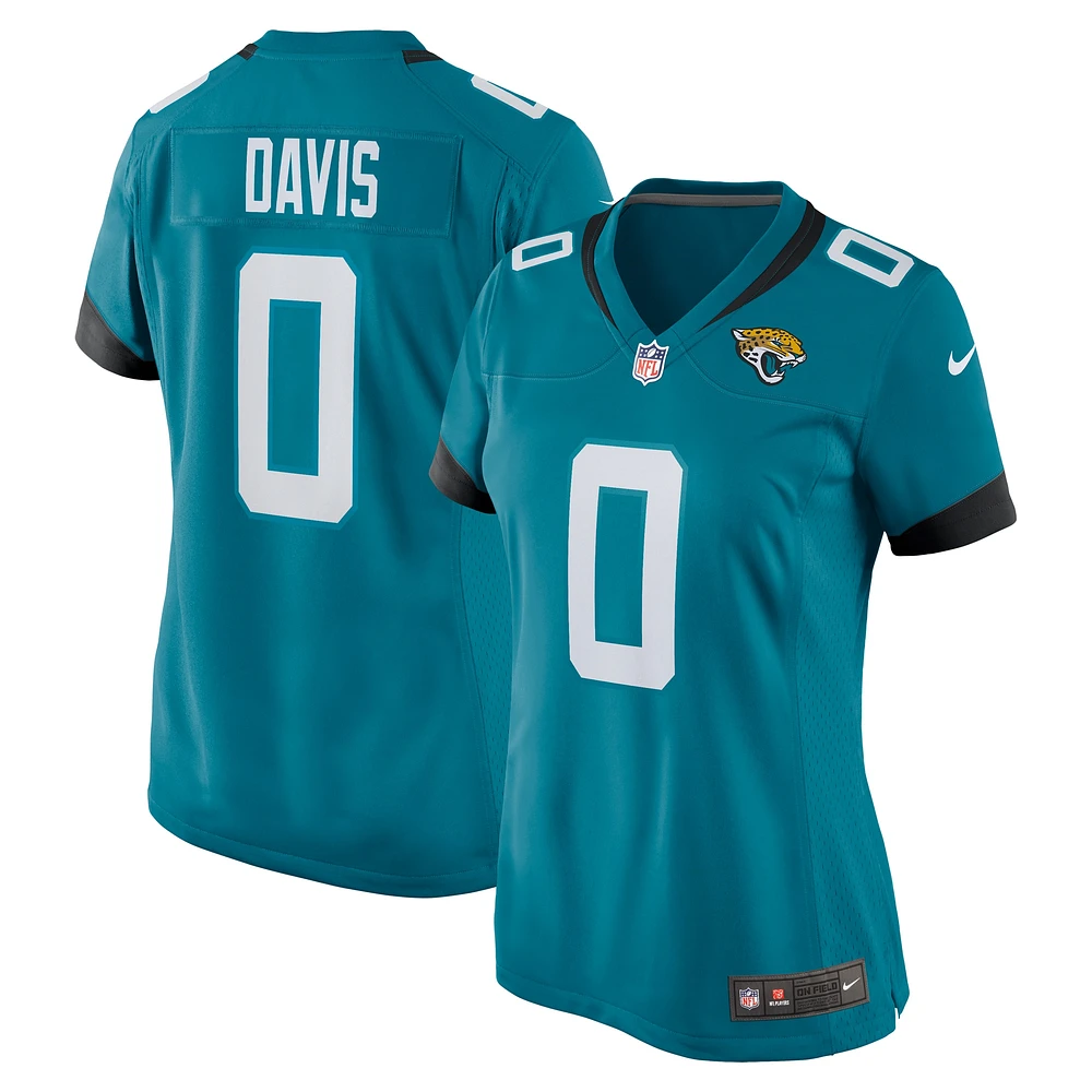 Maillot Nike Gabe Davis pour femme, bleu sarcelle, joueur de jeu d'équipe des Jaguars Jacksonville