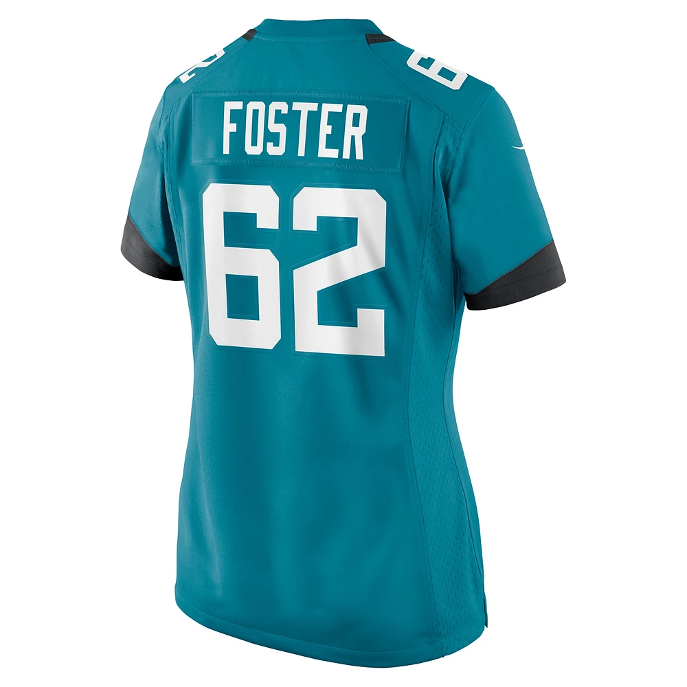 Maillot de match Nike Javon Foster Teal Jacksonville Jaguars pour femme