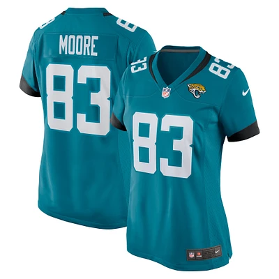 Maillot Nike Jaylon Moore pour femme, joueur de jeu des Jacksonville Jaguars, bleu sarcelle