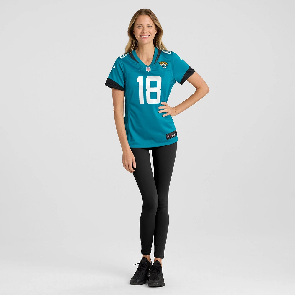 Maillot de match Nike John Wolford Teal Jacksonville Jaguars Team Game pour femme