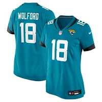 Maillot de match Nike John Wolford Teal Jacksonville Jaguars Team Game pour femme