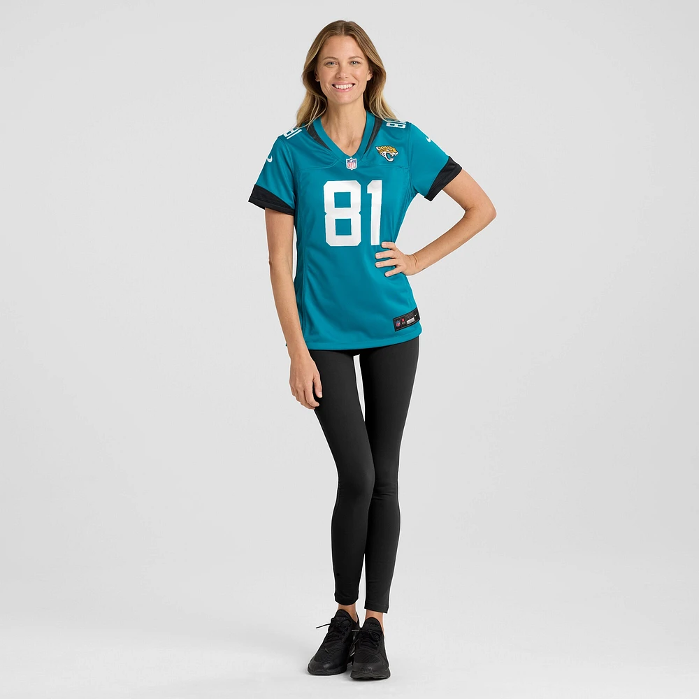 Maillot de match l'équipe Nike Josiah Deguara des Jacksonville Jaguars pour femme, bleu sarcelle