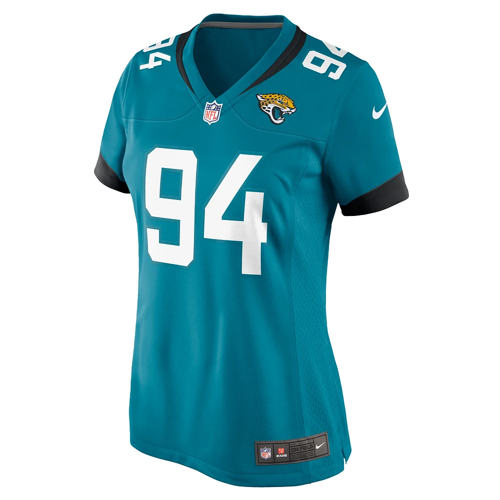 Maillot de match Nike Maason Smith Teal Jacksonville Jaguars pour femme