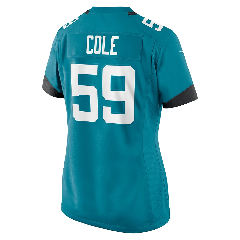 Maillot de match Nike Myles Cole Teal Jacksonville Jaguars pour femme