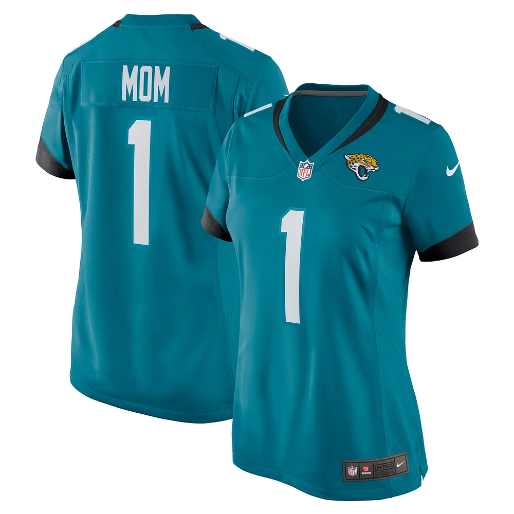 Maillot de match Nike numéro 1 Mom Sarcelle des Jacksonville Jaguars pour femme