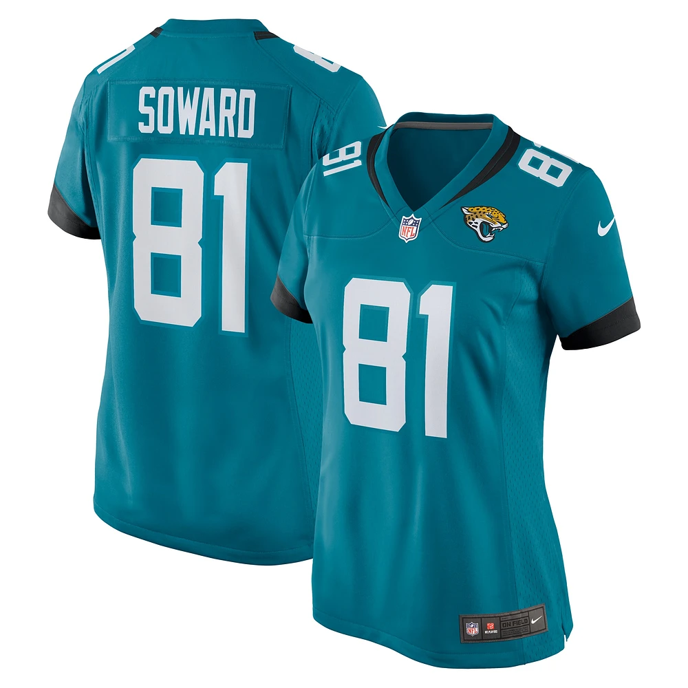 Maillot de match d'équipe joueur retraité Nike R. Jay Soward Teal Jacksonville Jaguars pour femme