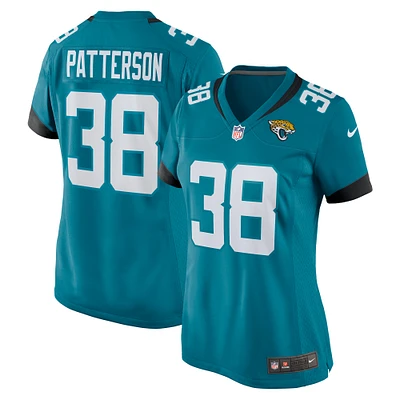 Maillot Nike Riley Patterson pour femme, bleu sarcelle, Jacksonville Jaguars Team Game