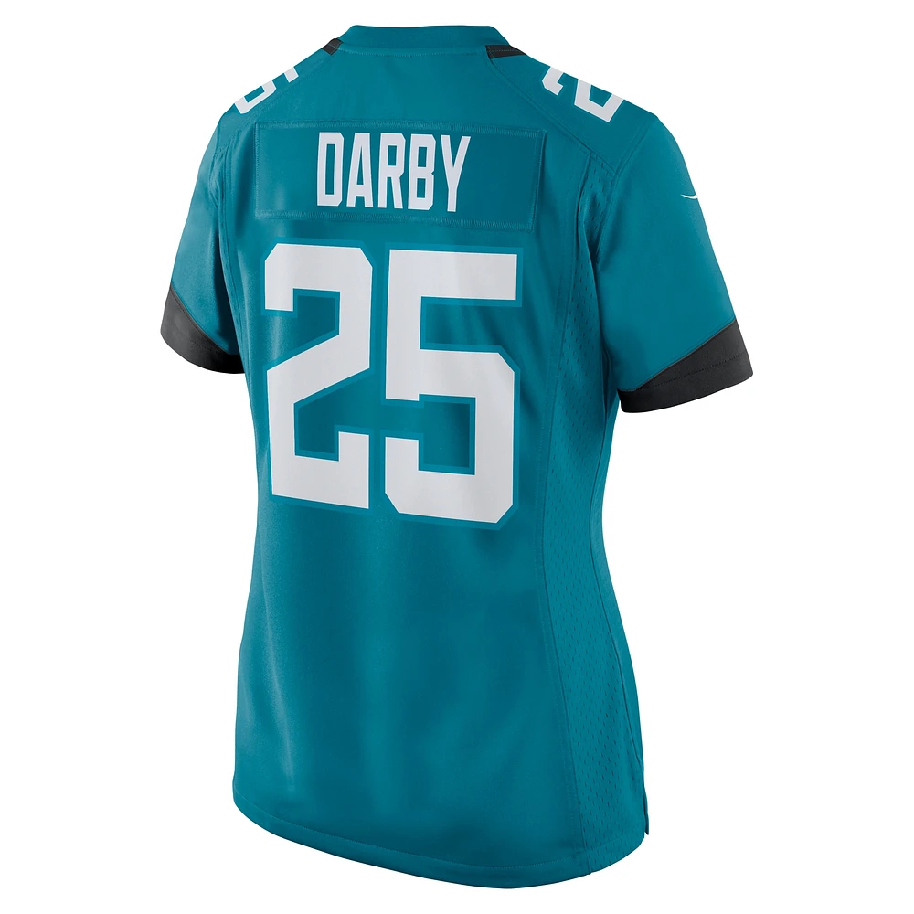 Maillot de match l'équipe Nike Ronald Darby des Jacksonville Jaguars pour femme, bleu sarcelle