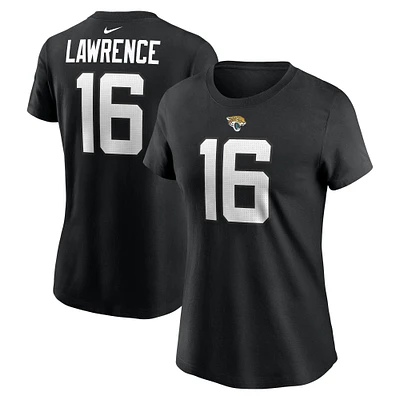 T-shirt avec nom et numéro du joueur des Jacksonville Jaguars Nike Trevor Lawrence pour femme, noir