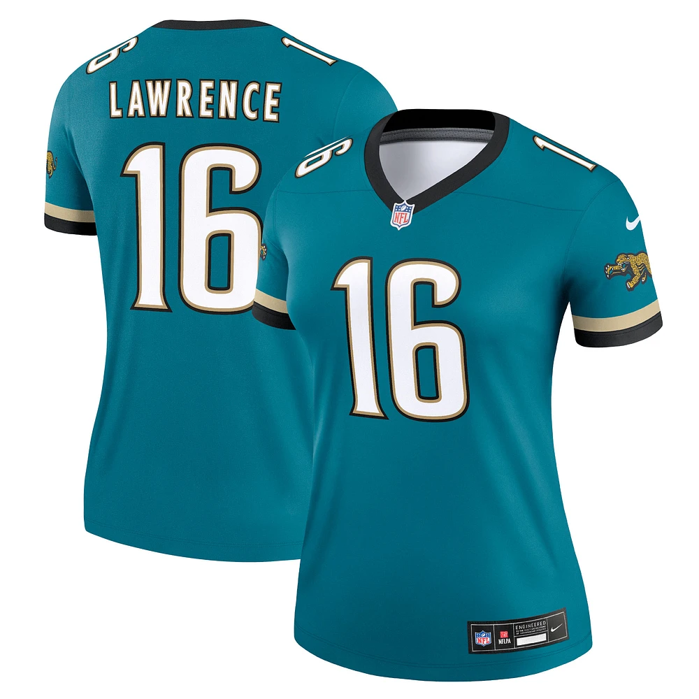 Haut Nike Trevor Lawrence Prowler Throwback Teal Jacksonville Jaguars Alternate Legend Player Performance pour femme