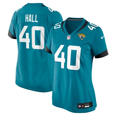 Maillot de match Nike Tyler Hall Teal Jacksonville Jaguars Team Game pour femme