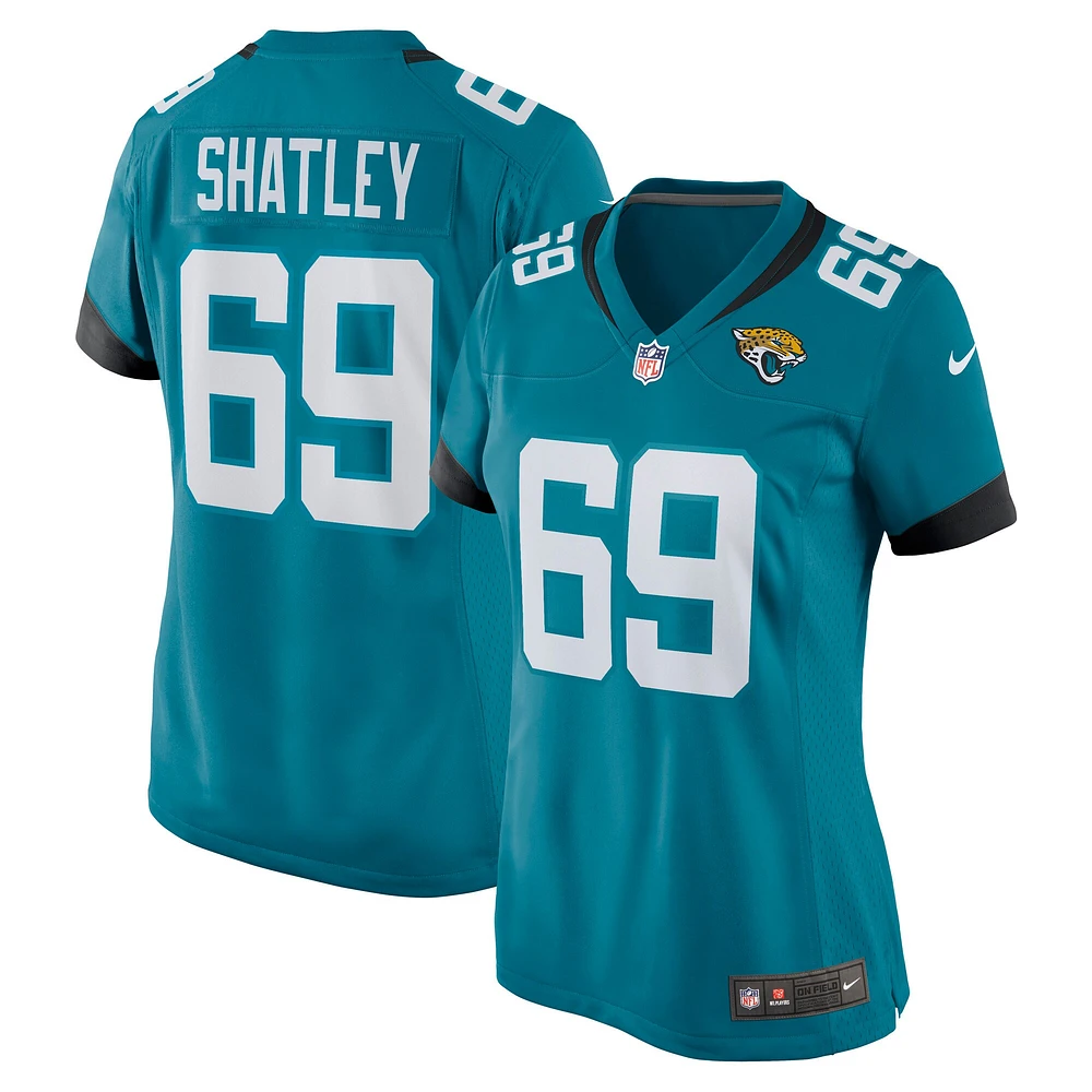 Maillot de match des Jacksonville Jaguars Nike Tyler Shatley pour femme, bleu sarcelle