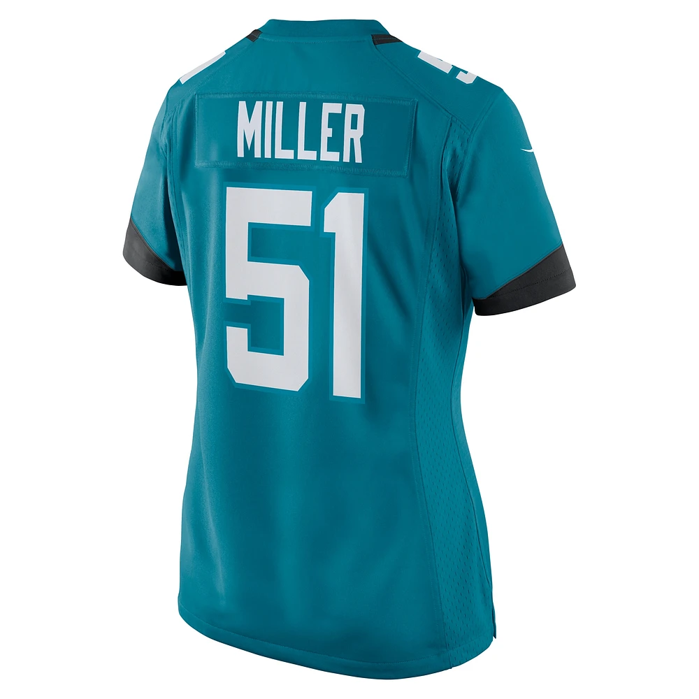 Women's Nike Ventrell Miller  Teal Jacksonville Jaguars Game Jersey