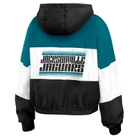 Women's WEAR by Erin Andrews Black/Teal Jacksonville Jaguars Color Block Full-Zip Windbreaker Jacket