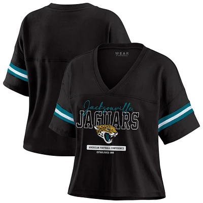 T-shirt court à col en V et blocs de couleurs pour femme WEAR by Erin Andrews des Jaguars Jacksonville