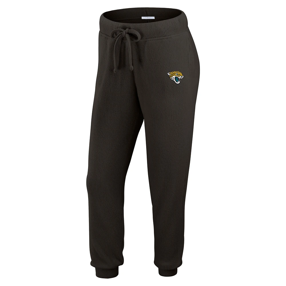 Women's WEAR by Erin Andrews  Black Jacksonville Jaguars Knitted Tri-Blend Long Sleeve T-Shirt & Pants Lounge Set