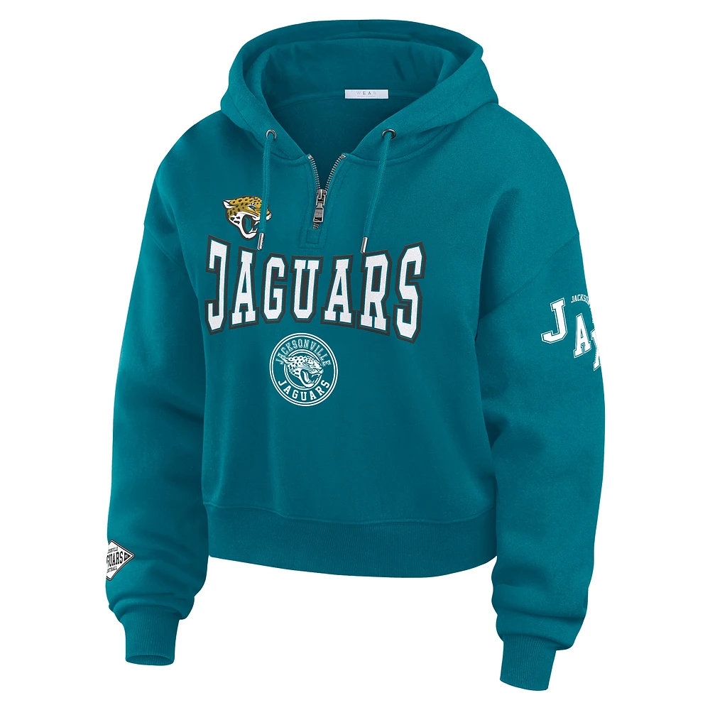 Sweat à capuche zippé quart de tour Jacksonville Jaguars Teal WEAR by Erin Andrews pour femme