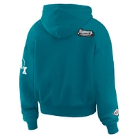 Women's WEAR by Erin Andrews Teal Jacksonville Jaguars Patch Quarter-Zip Pullover Hoodie