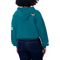 Women's WEAR by Erin Andrews Teal Jacksonville Jaguars Patch Quarter-Zip Pullover Hoodie