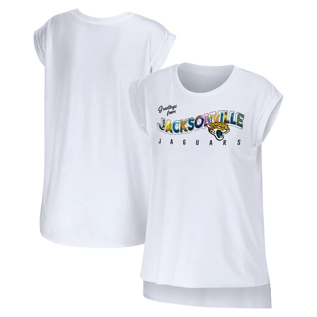 Women's WEAR by Erin Andrews Blanc Jacksonville Jaguars Salutations de Muscle T-Shirt