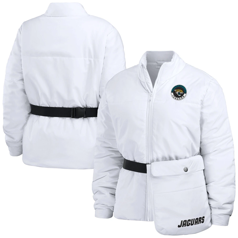 Women's WEAR by Erin Andrews  White Jacksonville Jaguars Packaway Full-Zip Puffer Jacket