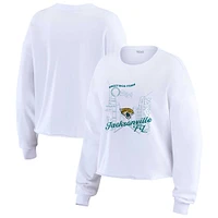 Women's WEAR by Erin Andrews White Jacksonville Jaguars Postcard Cropped Long Sleeve Top