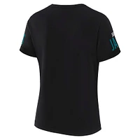 Women's WEAR by Erin Andrews x Gracie Hunt Black Jacksonville Jaguars Draft Me Lace-Up T-Shirt