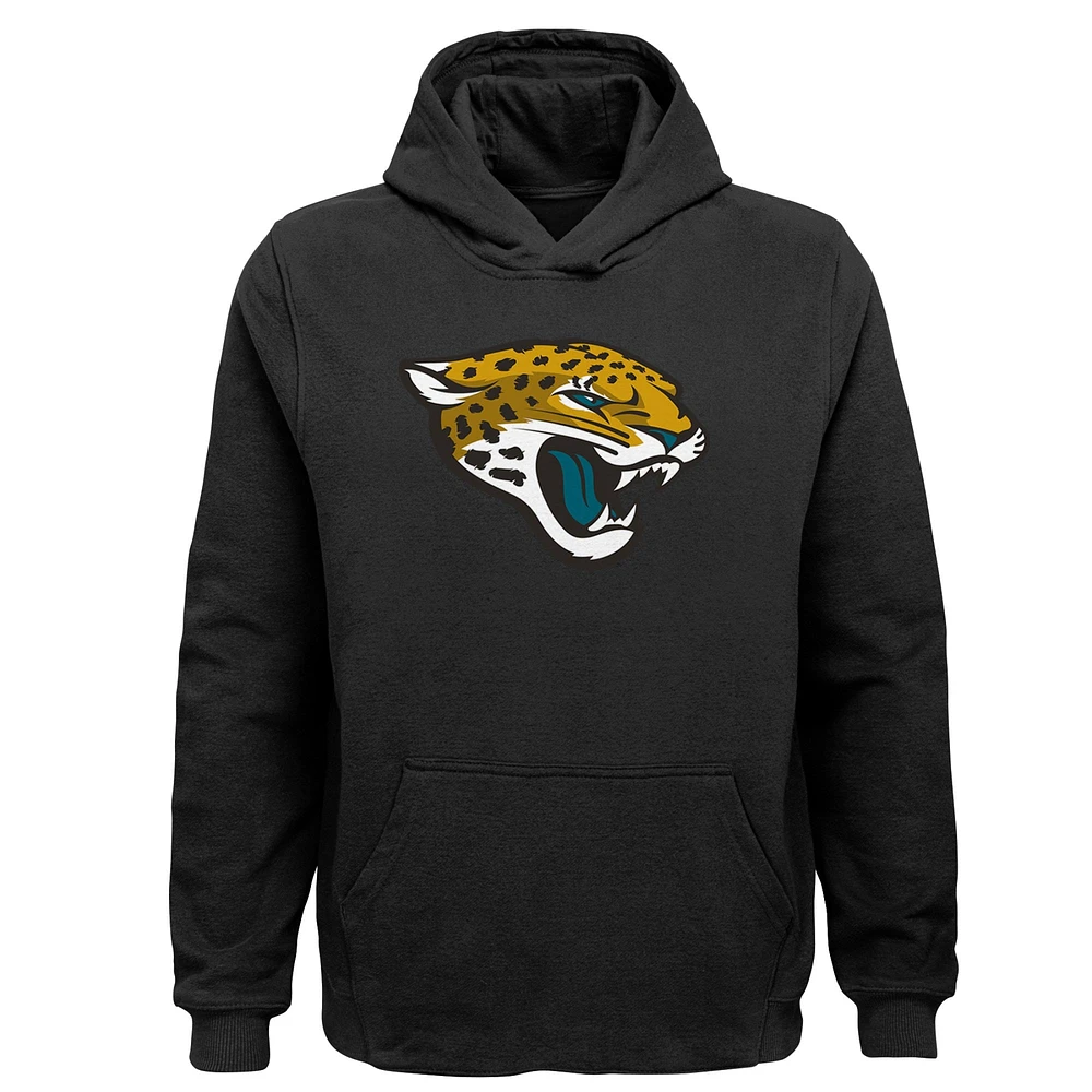 Chandail à capuchon noir enfiler avec logo de l'équipe Jacksonville Jaguars pour jeune