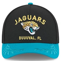 Casquette ajustable New Era 9FORTY A-Frame M-Crown noire/bleu sarcelle pour jeunes des Jaguars de Jacksonville, draft NFL 2025