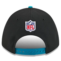 Casquette ajustable New Era 9FORTY A-Frame M-Crown noire/bleu sarcelle pour jeunes des Jaguars de Jacksonville, draft NFL 2025