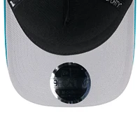 Casquette ajustable New Era 9FORTY A-Frame M-Crown noire/bleu sarcelle pour jeunes des Jaguars de Jacksonville, draft NFL 2025